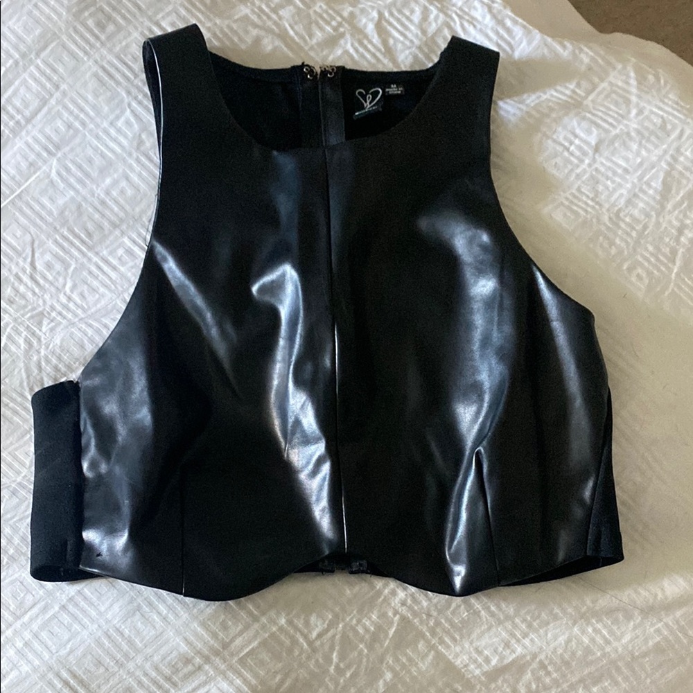 Black Faux Leather crop top